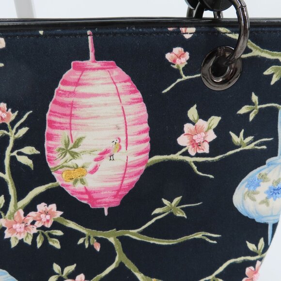 Talbots Paper Lanterns Cherry Blossom Flowers Embroidered Beaded Handbag Purse - Picture 4 of 11